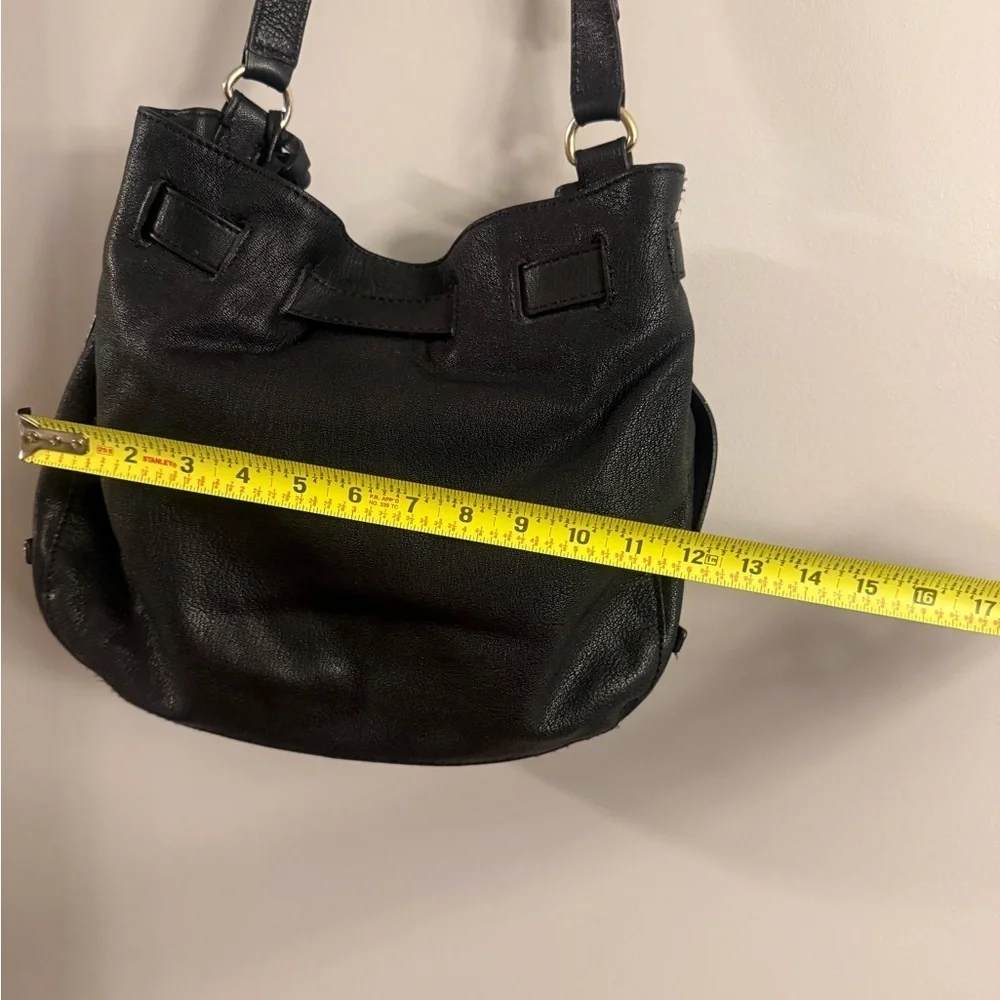 Michael Kors Black Leather Hobo Shoulder Bag | Gold Hardware | MK Logo